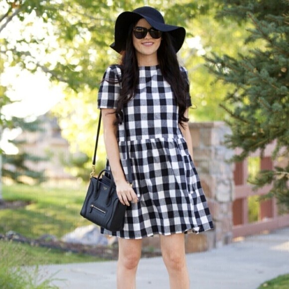 Rachel Parcell The Buffalo Plaid Dress XS Black White A-Line‎ Above Knee … - Picture 1 of 7